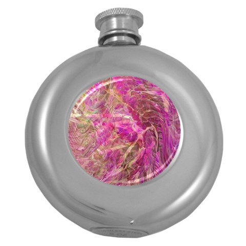Pink blend Round Hip Flask (5 oz) from ArtsNow.com Front