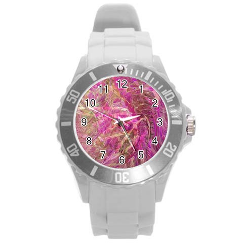 Pink blend Round Plastic Sport Watch (L) from ArtsNow.com Front
