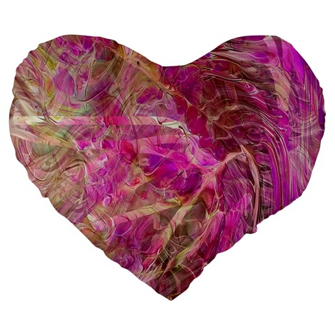 Pink blend Large 19  Premium Heart Shape Cushions from ArtsNow.com Front
