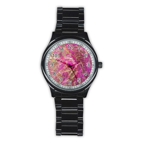 Pink blend Stainless Steel Round Watch from ArtsNow.com Front