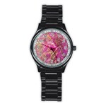Pink blend Stainless Steel Round Watch