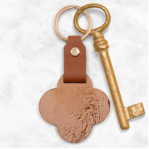 Pink blend Engraved Wood Key Chain from ArtsNow.com Front