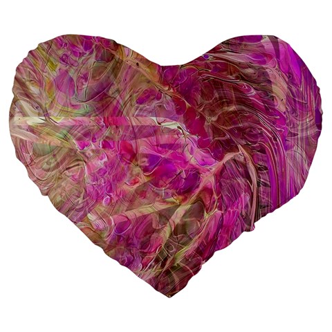 Pink blend Large 19  Premium Flano Heart Shape Cushions from ArtsNow.com Front