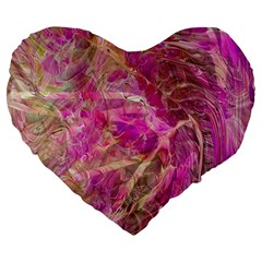 Pink blend Large 19  Premium Flano Heart Shape Cushions from ArtsNow.com Front