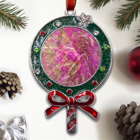 Pink blend Metal X Mas Lollipop with Crystal Ornament from ArtsNow.com Front