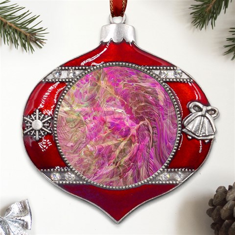 Pink blend Metal Snowflake And Bell Red Ornament from ArtsNow.com Front