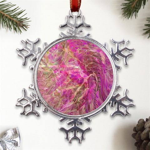 Pink blend Metal Large Snowflake Ornament from ArtsNow.com Front