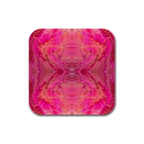 Pink Pour  Rubber Square Coaster (4 pack) from ArtsNow.com Front