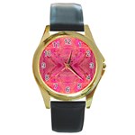 Pink Pour  Round Gold Metal Watch