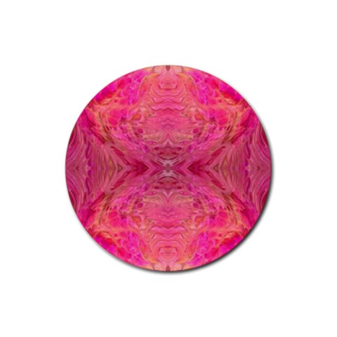 Pink Pour  Rubber Round Coaster (4 pack) from ArtsNow.com Front