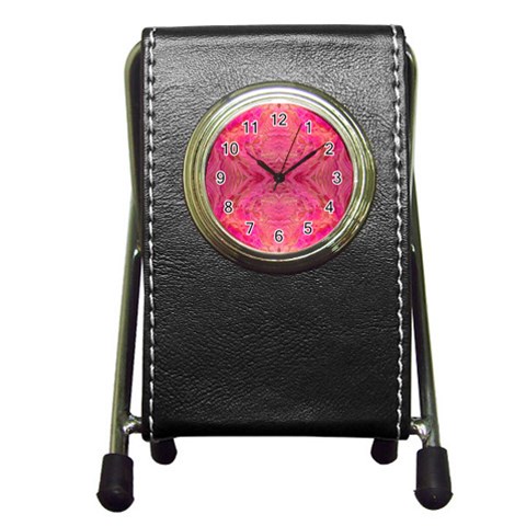 Pink Pour  Pen Holder Desk Clock from ArtsNow.com Front