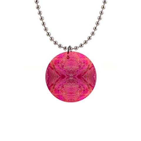 Pink Pour  1  Button Necklace from ArtsNow.com Front