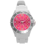 Pink Pour  Round Plastic Sport Watch (L)