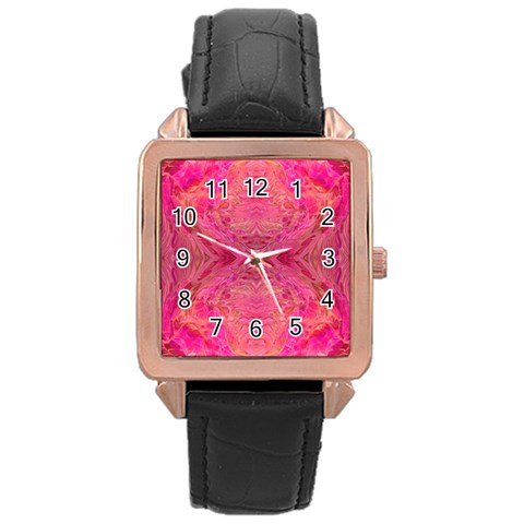Pink Pour  Rose Gold Leather Watch  from ArtsNow.com Front
