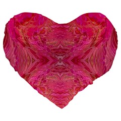Pink Pour  Large 19  Premium Flano Heart Shape Cushions from ArtsNow.com Front