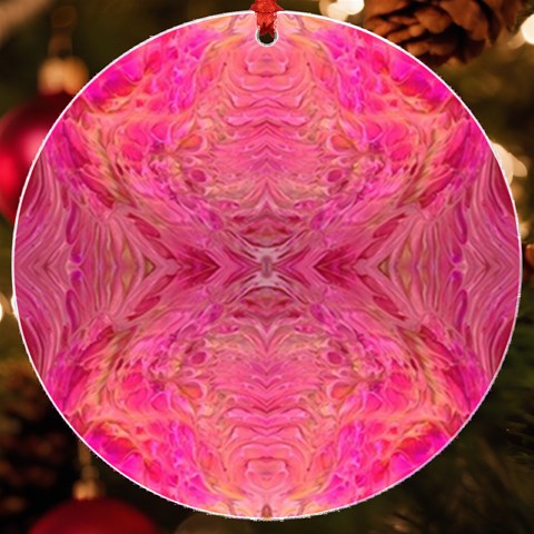 Pink Pour  UV Print Acrylic Ornament Round from ArtsNow.com Front