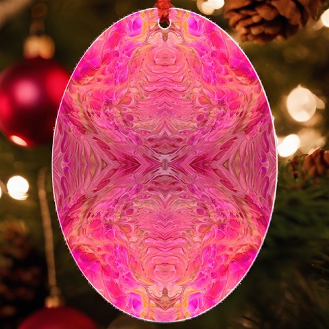 Pink Pour  UV Print Acrylic Ornament Oval from ArtsNow.com Front