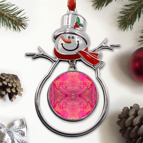 Pink Pour  Metal Snowman Ornament from ArtsNow.com Front