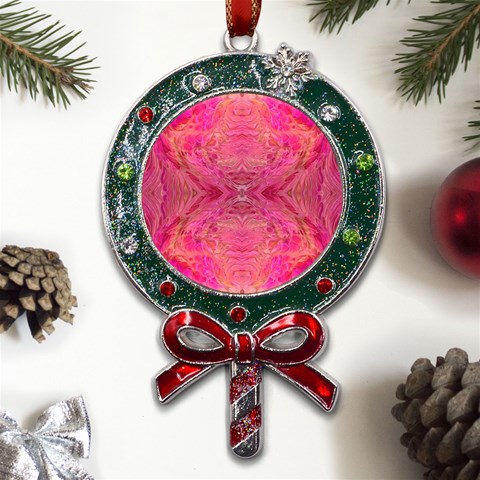Pink Pour  Metal X Mas Lollipop with Crystal Ornament from ArtsNow.com Front