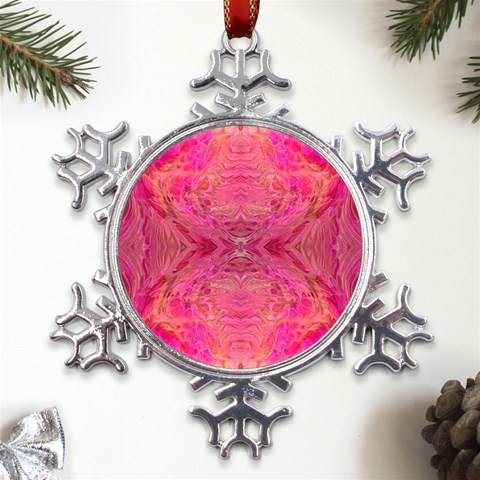 Pink Pour  Metal Large Snowflake Ornament from ArtsNow.com Front