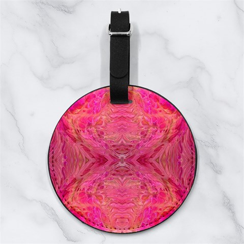 Pink Pour  Nappa Leather Luggage Tag Round from ArtsNow.com Front