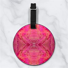 Pink Pour  Nappa Leather Luggage Tag Round from ArtsNow.com Back
