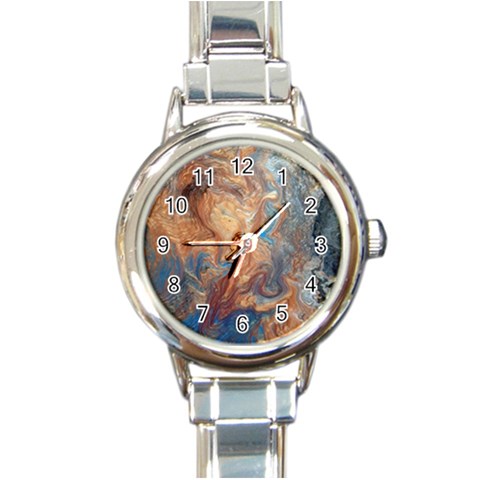 Blue flow Round Italian Charm Watch from ArtsNow.com Front
