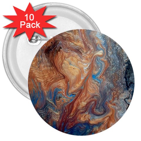 Blue flow 3  Buttons (10 pack)  from ArtsNow.com Front