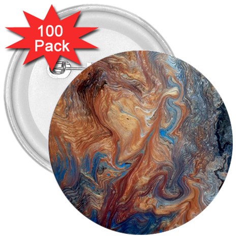 Blue flow 3  Buttons (100 pack)  from ArtsNow.com Front