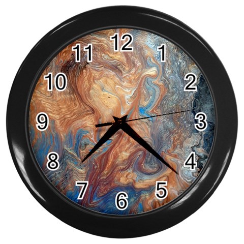 Blue flow Wall Clock (Black) from ArtsNow.com Front