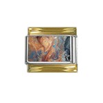 Blue flow Gold Trim Italian Charm (9mm)