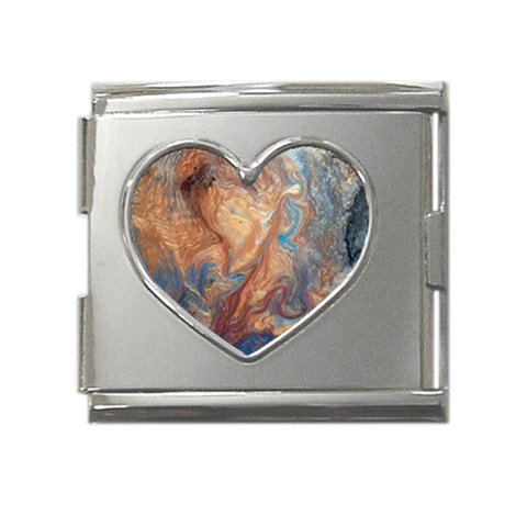 Blue flow Mega Link Heart Italian Charm (18mm) from ArtsNow.com Front