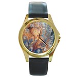 Blue flow Round Gold Metal Watch