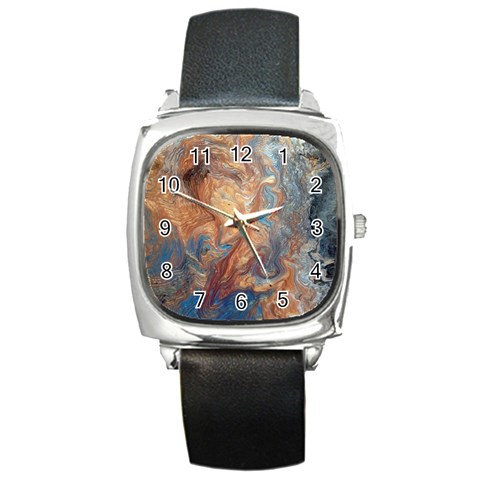 Blue flow Square Metal Watch from ArtsNow.com Front