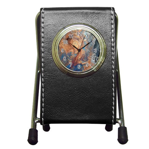 Blue flow Pen Holder Desk Clock from ArtsNow.com Front