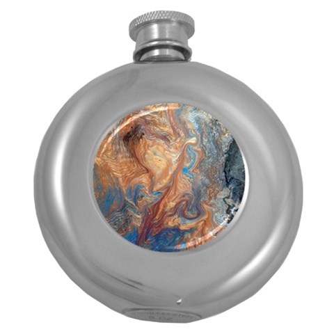 Blue flow Round Hip Flask (5 oz) from ArtsNow.com Front