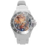 Blue flow Round Plastic Sport Watch (L)