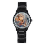 Blue flow Stainless Steel Round Watch