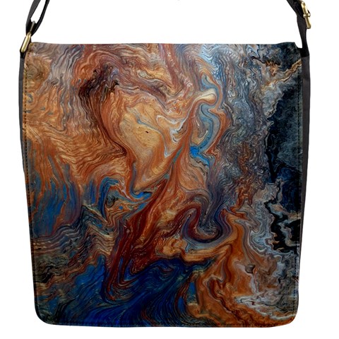Blue flow Flap Closure Messenger Bag (S) from ArtsNow.com Front