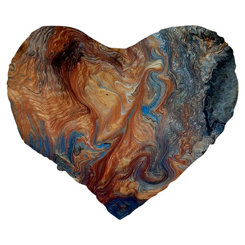 Blue flow Large 19  Premium Flano Heart Shape Cushions from ArtsNow.com Back