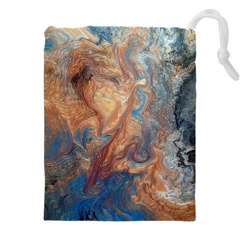 Blue flow Drawstring Pouch (4XL) from ArtsNow.com Front