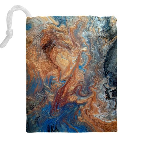 Blue flow Drawstring Pouch (4XL) from ArtsNow.com Back