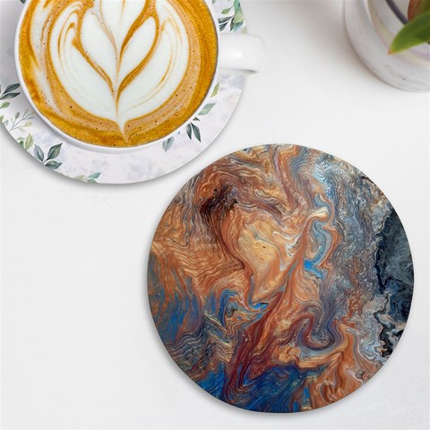 Blue flow UV Print Round Tile Coaster from ArtsNow.com Front