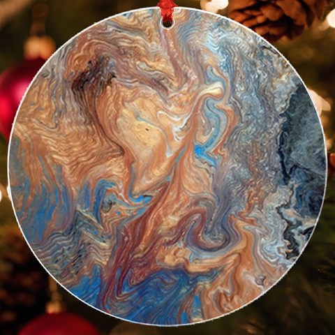 Blue flow UV Print Acrylic Ornament Round from ArtsNow.com Front