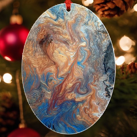 Blue flow UV Print Acrylic Ornament Oval from ArtsNow.com Front