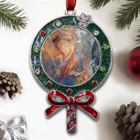 Blue flow Metal X Mas Lollipop with Crystal Ornament from ArtsNow.com Front