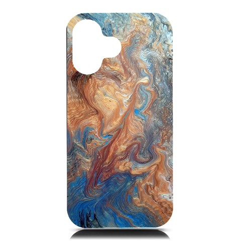 Blue flow iPhone 16 Black UV Print PC Hardshell Case from ArtsNow.com Front