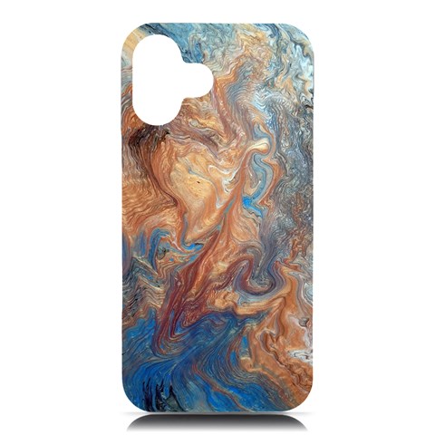Blue flow iPhone 16 Plus Black UV Print PC Hardshell Case from ArtsNow.com Front