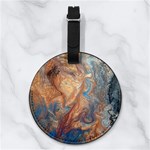 Blue flow Nappa Leather Luggage Tag Round