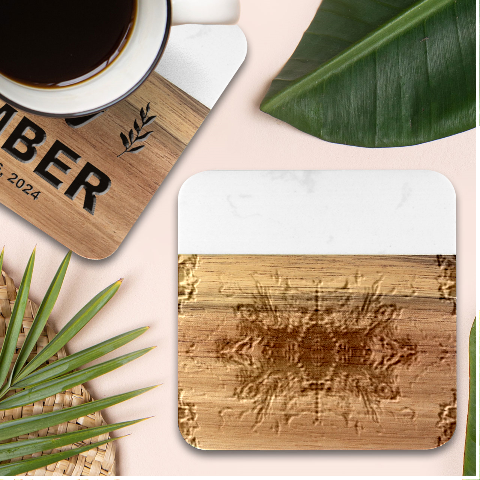 Pour Repeats Marble Wood Coaster (Square) from ArtsNow.com Front